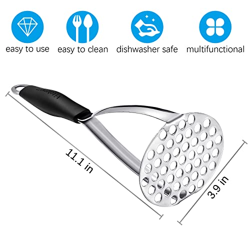 Joyoldelf Heavy Duty Stainless Steel Potato Masher With Potato Peelers, Masher Kitchen Tool & Food Masher/ Potato Smasher With Silicone Handle, Perfect For Bean, Vegetable, Fruits, Avocado, Meat #TOP7