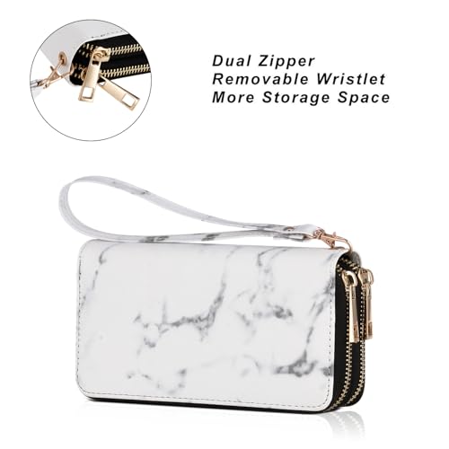 Image of Cellphone Wallet for Women Dual Zipper Long Purse with Removable Wristlet