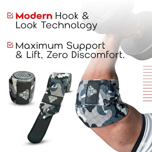 Image of Elbow Wraps for Weightlifting (Pair), Stretchable & Breathable 41 inch Elbow Compression Strap, Weightlifting Straps for Bench Press, Supports Powerlifting, Pressing, Elbow Straps for Gym Accessories for Men (Camouflage)