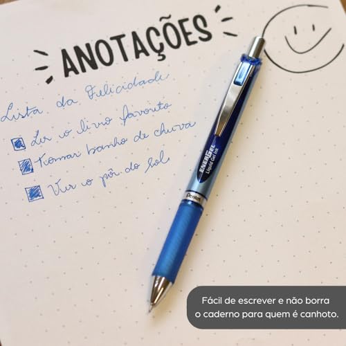 Caneta Pentel Energel 0.5 mm Preta, Pentel, SM/BLN75-A, Preta
