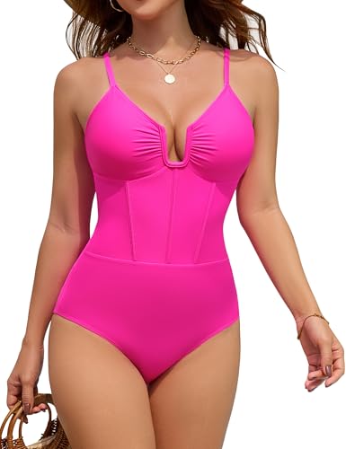Image of Blooming Jelly Womens One Piece Swimsuit Tummy Control Modest Shapewear Corset Bathing Suit Ladies Slimming Retro Swimwear