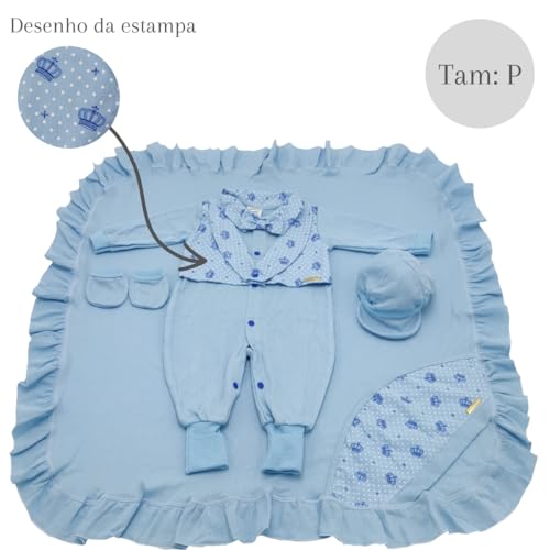 KIT BOLSA MATERNIDADE 5 PEÇAS URSO LISTRADO AZUL + SAIDA MATERNIDADE MENINO (Azul)