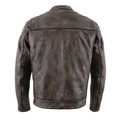 Image of Milwaukee Leather Men's Black Cowhide Quilted Pattern Scooter Style Racing Jacket MLM1545