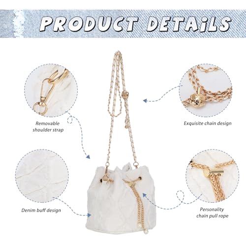 Image of GOKTOW Small Denim Bucket Bag for Women, Jean Purse Crossbody Bags Denim Tote Handbag