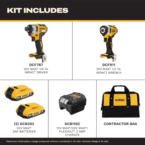 Image of DEWALT 20V MAX Cordless Impact Driver and Impact Wrench Combo (DCK242D2)