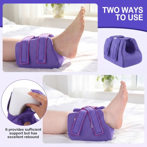 Image of Novabright 2 Pcs 3D Heel Protectors Foot Wedge Pillows Support Boot Bed Sore Pillow for Pressure Sores Bedridden Patients Relief Pressure Ankle Ulcers (Purple)