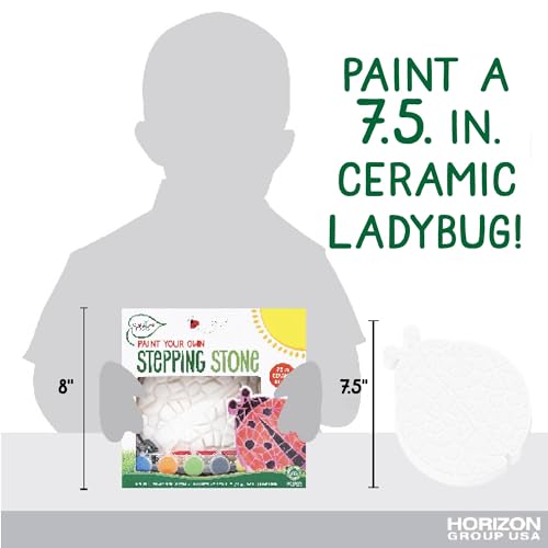 Image of Creative Roots Mosaic Ladybug Stone, Includes 7-Inch Ceramic Stepping Stone & 6 Vibrant Paints, DIY Garden Stepping Stone Kit for Kids Ages 6+