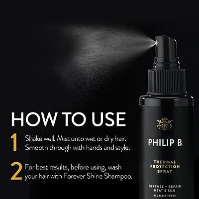 PHILIP B Thermal Protection Spray 2 oz. (60 ml) | Plump, Shine & Protect Hair from Heated Hair Tools
