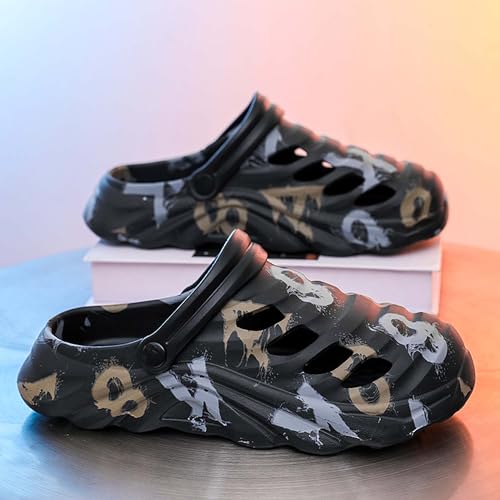 Men's Sandals with Breathable Mesh Toe Strap Adjustable Shoelaces Non Slip Thick Sole Summer Casual Outdoor Shoes(Black,41/42 EU)2