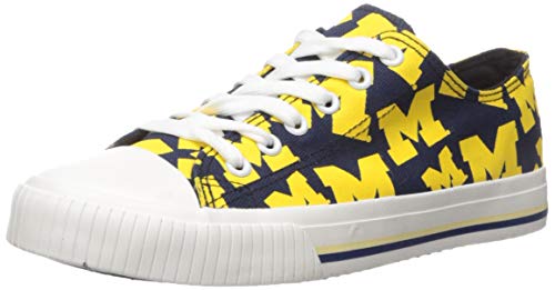 NCAA Michigan Wolverines Womens College Ladies Low Top Repeat Print Canvas Sneakers Shoescollege Ladies Low Top Repeat Print Canvas Sneakers Shoes, Team Color, 7