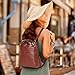 Banuce Full Grain Italian Leather Convertible Backpack Purse for Women Small Lightweight Backpack Bag for 9.7 Inch iPad Red Brown