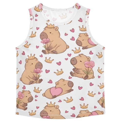 Boys' Tank Top Shirt Capybara Crown Heart Pattern Sleeveless T-Shirts