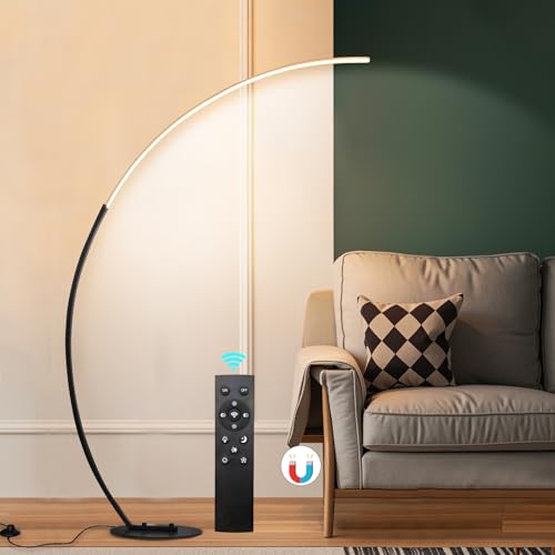 Lámpara de arco LED para esquinas oscuras, luz regulable con mando para sala de estar