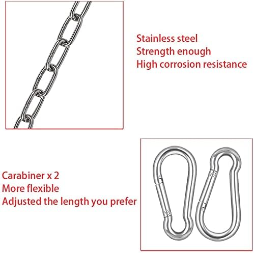 VANROUG Hammock Hanging Chain 2PCS Porch Swing Chain Hanging Chair Chain with 4 Carabiners Hammock Chair Hardware for Indoor Outdoor Playground Hanging Chair Hammock Chair Punching Bags(23") (2)