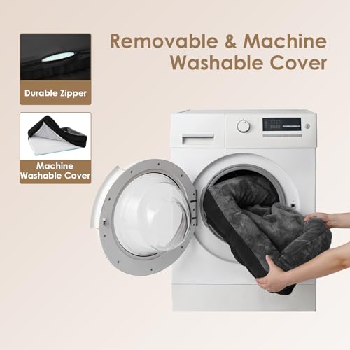 EHEYCIGA Orthopädisches Hundebett Mittelgroße Hunde, 91x68x17.5cm, Memory Foam Waschbar und Wasserdicht Hundekorb mit 4 Rändern, Hundesofa Hundecouch rutschfest, Grau/Schwarz