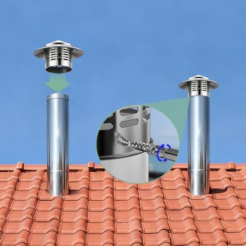 304 Stainless Steel Chimney Cap, 1.6 2 2.5 3 3.9 4.3 6.3 in Round Chimney Top Protector with Screen, Fireplace Rain Cover for Exterior Fireplace Flue, Furnace Vent (Silver)(3.0\ 