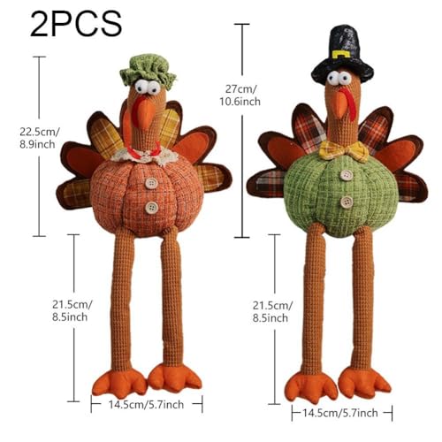 Dindes en peluche d'automne (pack de 2) - Cadeau idéal pour Thanksgiving - 8