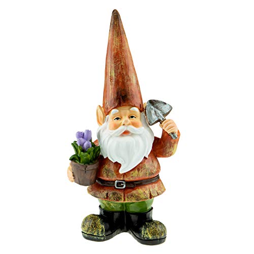 Garden Gnome Figurine Polyresin Statue For Lawn Ornaments, Indoor Or Outdoor Decoration, 12 Inches Tall, Gardener #TOP5