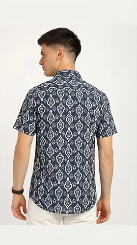 Image of BLOCKS OF INDIA Cotton Hand Block Print Half Sleeves Summer Shirt for Men