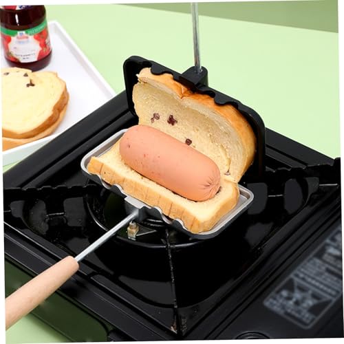 Fabricante de sándwiches tostados, aleación de aluminio Frittata Pan con asa cómoda, fabricante de sándwiches de fogata antiadherente para acampar en interiores, bandeja de frittata, tostado