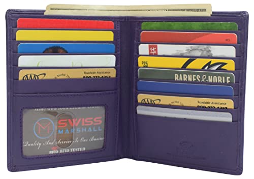 RFID Men's Slim Bifold Hipster Premium Leather Euro Wallet (Purple)2
