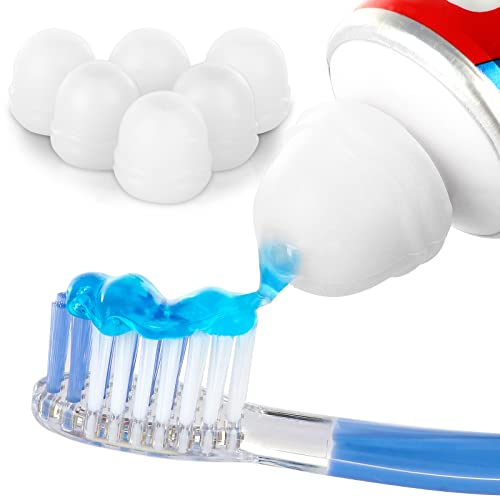 Image of Self-Closing Toothpaste Caps,6 Pcs Toothpaste Squeezers Cap Keeps Toothpaste No Mess or Waste,Simple and Practical for Every Home （White）