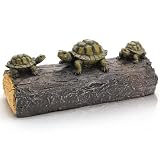 Elsjoy Floating Turtle Pond Decor, 3 Turtles & Wood Floating Sculptures, Resin Turtle Statue for Pond, Garden, Outdoor Water Landscape
