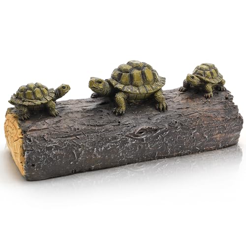 Elsjoy Floating Turtle Pond Decor 3 Turtles & Wood Floating Sculptures Resin Turtle Statue for Pond Garden Outdoor Water Landscape