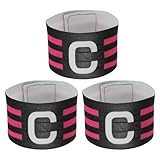 PATIKIL 12.2x2.5 Soccer Captain C Armband, 3 Pack Nylon Unisex Elastic Arm Badge Adjustable for Youth Adult Team Training, Black