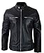 Produktbild TruClothing.com Herren Lederjacke 100% Echtleder Schawrz Kurzer Ausschnitt Bikerjacke Vintage Design