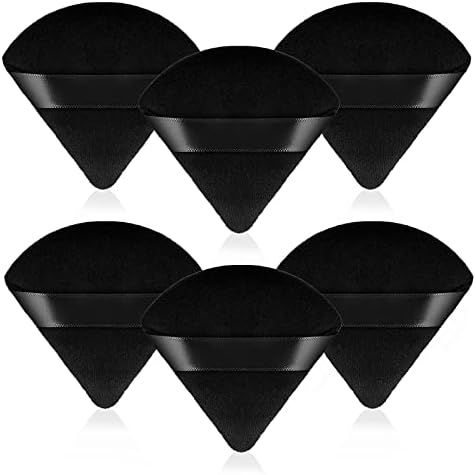 WLLHYF 6 Pieces Triangle Powder Puff Face Makeup Sponge Wedge Shape With Strap Soft Velour Powders Puffs for Mineral Powder Cosmetic Loose Powder Body Powder Wet Dry Foundation Beauty Tool