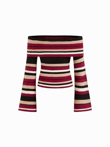 Image of CIDER Off The Shoulder Tops for Women Long Sleeve Going Out Y2K Tops Knit Pullover Fall Outfits Trendy