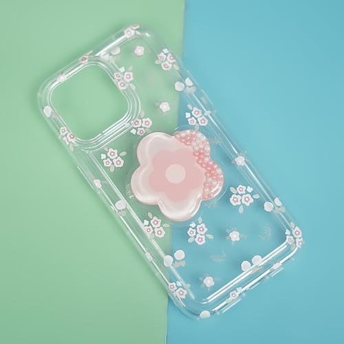 Image of Peeperly Back Cover Case for iPhone 14 Pro Max Scratch Resistant Anti-Slip TPU Shockproof Protective Durable Cute Korean Floral Phone Gripper Case for Girls & Women(Pink)