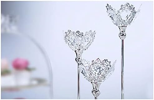 candle-holder Crystal Metal Candlestick Holder Restaurant Wedding Banquet Props Dining Table Candlelight Dinner Accessories Home Decoration candlestick(Medium)