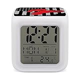 Vamabore Motocross Dirt Bike USA American Flag Digital Alarm Clock with Cube Night Light and Thermom