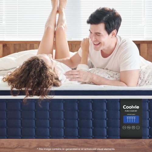 Image of Coolvie 12 Inch King Size Mattress,Hybrid Mattress in a Box | Breathable 3-layer Foam,Motion Isolation, Pressure Relief for Back and Hips, Fiberglass Free,100 Night Trial