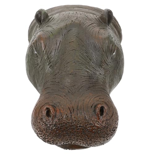 MOTHNUR Estatua Flotante de Hipopótamo Resina Decoración Realista para Estanques y Jardines Figura de Cabeza de Hipopótamo Mediana para Piscina y Terraza