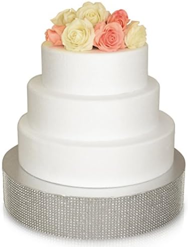 OCCASIONS Bling Wedding Cake Stand (Holds 150 lbs) Cupcake Base, Decorative Centerpiece for Parties (12" Round, Silver)
