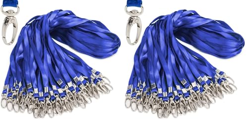 Antspirit 50 Stück blaue Lanyard Clip 32-Zoll flache Lanyard mit Abzeichen Clip Neck Lanyards für Schlüsselanhänger ID-Karten/Abzeichen