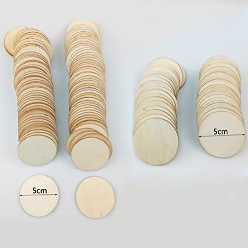 Amosfun 100pcs Round Wood Piece Wooden Slices DIY Craft Unfinished Blank Wood Chips for Graffiti Painting 5CM