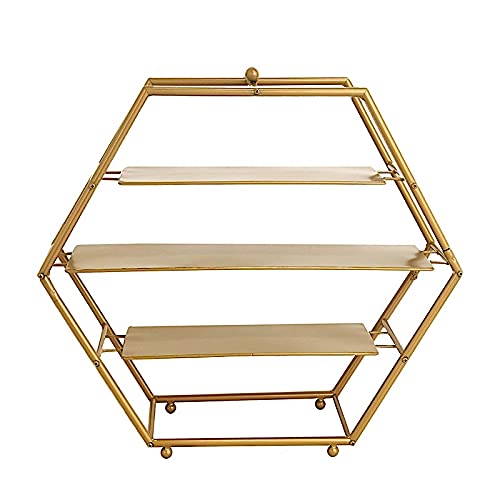 21-Inch tall Gold 3 Tier Metal Hexagonal Cupcake Holder Dessert Display Stand Wedding Party Events Decorations Supplies