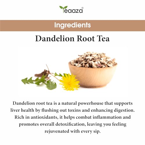 Image of Teaaza Dandelion Root Tea | Dandelion Tea for Liver Detox, Weight Loss | Improves Kidney Function & Digestive Health | 250 Grams Loose Tea Leaves-150+ Cups | Caffeine Free, Budget Friendly Pack