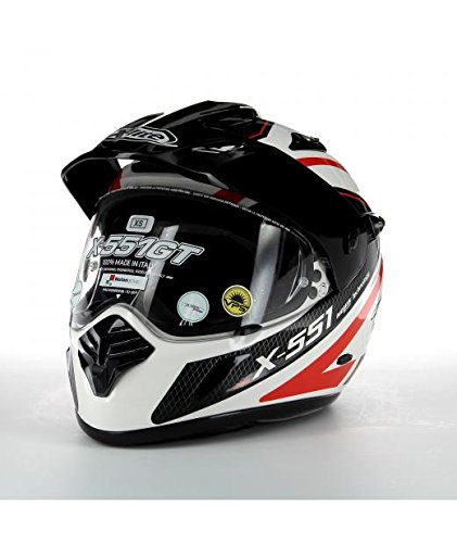 CASCO ENDURO MOTARD X-551 GT SHIFT N-COM 14 BIANCO ROSSO NERO
