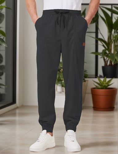 Men's Corduroy Casual Pants Lightweight Drawstring Elastic Waist Baggy Tapered Joggers Pants with Pockets3