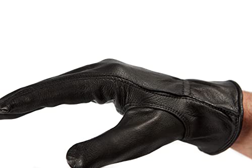 Saranac Poygan Premium Deerskin Men's Gloves, Black, Medium - Unlined Full Grain Soft Leather Work Gloves With Ergonomic Design, Reinforced Index Finger - Premium Men’s Leather Goods… #TOP3