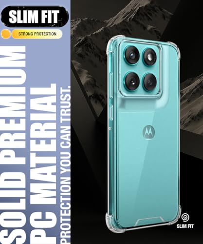 Image of WOW IMAGINE Ultra-Hybrid Crystal Clear Back Case for Motorola Moto Edge 60 Fusion | Shockproof Design | Camera Protection Bump | Hard Clear Mobile Back Cover with Cushioned Edges - Transparent