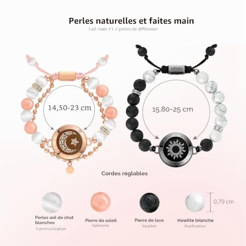TOTWOO Bracelet tactile pour couple, cadeaux de Saint-Valentin pour lui, elle bracelets vibrants et lumineux, cadeaux longue distance pour LDR appairage Bluetooth un à un via l'application – vue 3