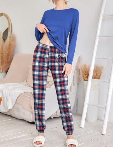 Ekouaer 2 Pack Pajamas for Women Set Long Sleeve Jogger Pjs Cozy Lounge Set - image 4