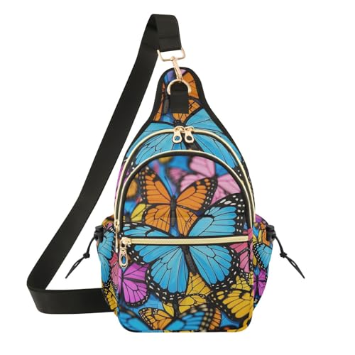 Sac de poitrine étanche pour le sport avec motif papillon et sangle ajustable