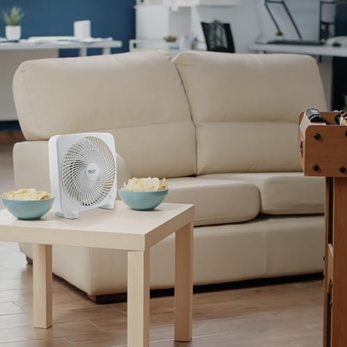 Comfort Zone CZ9BWT Portable 9-inch 3-Speed Quiet Box Fan for Home in White - Thumbnail 2